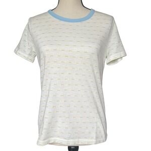 Society Sportswear Vintage Blue Ringer Neck Tee Shirt 60's 70's 80's‎ Top  Large